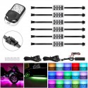 6 Pods Motorcycle ATV RGB LED Neon Under Glow Light Strip Kit Atmosphere Lights