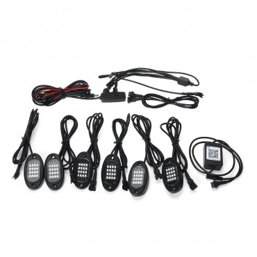 6Pcs LED RGB Off-road Light Underbody Lamp bluetooth Control For Jeep Truck Motorcycle Boat