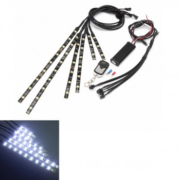 6x White 18LEDs Wireless Remote Car Motorcycle Frame Lights Flexible Neon Strips