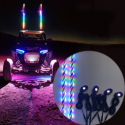 Colorful 2 X 3FT LED Whip Light + 4 PODS Under Car Glowing Lights Strobe bluetooth APP Control For Jeep ATV