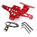 Motorcycle Adjustable Modified License Plate Holder Plate Bracket with LED Lights