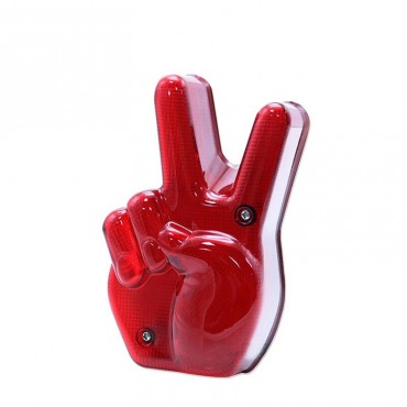 Motorcycle Hand Victory LED Red Light Stop Lamp Peace Sign Tail Light For Cafe Racer Chopper Bobber Custom Universal