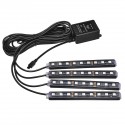 RGB 9 LED Wireless Remote Voice Control Atmosphere Strip Light USB Motorcycle Lamp