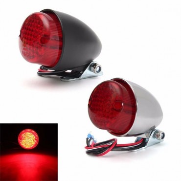 Universal 12V Motorcycle LED Rear Lamp Tail Brake Stop Running Light Black Chrome