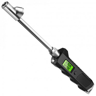 230PSI Digital Dual Head Valves Pressure Gauge Air Tire Inflator Swivel Chuck Compressor Metal With LED Light