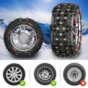 2pcs Full Cover Tire Snow Chains Anti-Slip Sand Muddy Roads with Quenched Steel Studs Winter Safety Emergency Necessities For Cars SUV Tru ATV Motorcycle
