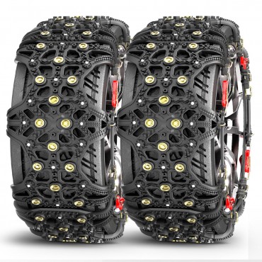 2pcs Full Cover Tire Snow Chains Anti-Slip Sand Muddy Roads with Quenched Steel Studs Winter Safety Emergency Necessities For Cars SUV Tru ATV Motorcycle
