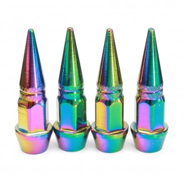 4pcs Long Spiked Valve Colorful Stem Cap Aluminum Tire Wheel Air Nozzle Thread