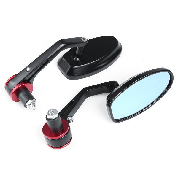 7/8 Inch 22mm Handle Bar Rearview Mirrors For Motorcycle Anti-glare Blue Lenses