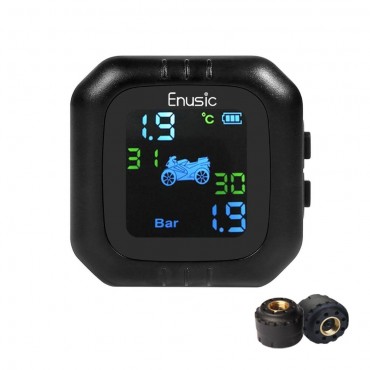 Waterproof LCD Motorcycle TPMS Tire Pressure Monitor System With 2 External Sensor