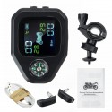 Motorcycle Compass TPMS LCD Display Waterproof Tire Pressure Monitoring System Direction 2pcs Sensor Tire Pressure Alarm Monitoring
