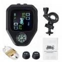 Motorcycle Compass TPMS LCD Display Waterproof Tire Pressure Monitoring System Direction 2pcs Sensor Tire Pressure Alarm Monitoring
