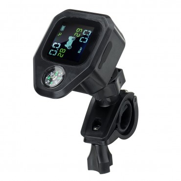 Motorcycle LCD Display Waterproof TPMS Real Time Tire Pressure Monitoring System External TH Sensors