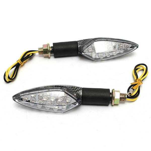 12V 15LED Motorcycle Turn Signal Indicator Blinker Light Amber Flexible Handle