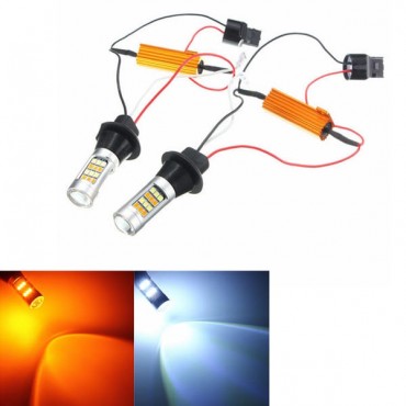 12V 20W 1000LM Dual Color 7440 2835 LED Bulbs For Daytime Running Lights Turn Signal Light