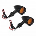 12V Motorcycle Bullet 20 LED Turn Signal Indicator Lights Amber Edge Cut Aluminum Alloy