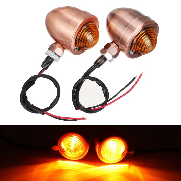 12V Motorcycle Bullet Turn Signal Indicator Light Lamp For Harley Cafe Racer 10mm Amber