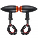 12V Motorcycle Metal Turn Signal Amber Lights Indicator Retro Black Universal