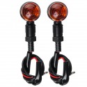 12V Motorcycle Metal Turn Signal Amber Lights Indicator Retro Black Universal