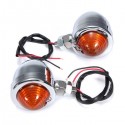 12V Red Dual Filament Chrome Bullet Turn Lights Pair