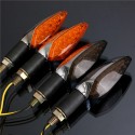 12V Universal Motorcycle 15LED Turn Signal Indicator Light Silver Color Lens Long Handle