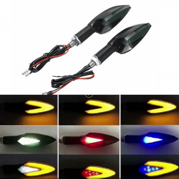 12V Universal Motorcycles LED Turn Signal Indicator Lights Running Daytime Lamp 3 Color