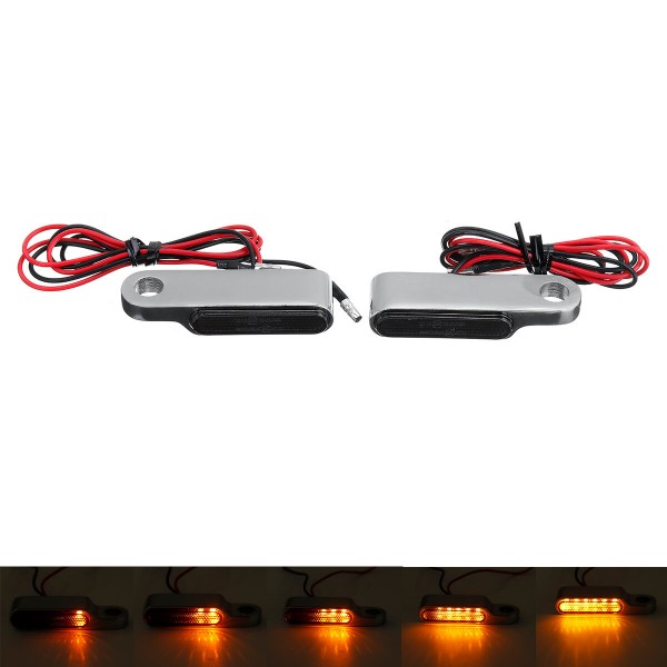 2PCS 12V 6 LED Flowing LED Motorcycle Turn Signal Indicators Blinker Light Universal Amber