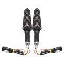 2PCS 12V Black Motorcycle Streamer Steering Turn Signal Lights Lamps Amber LED