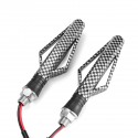 2PCS 12V Motorcycle LED Turn Signal Flowing Lights Indicator Lamps Carbon Fiber Color Shell