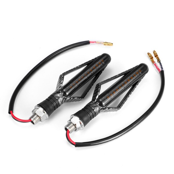 2PCS 12V Motorcycle LED Turn Signal Flowing Lights Indicator Lamps Carbon Fiber Color Shell