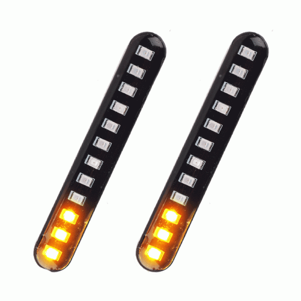 2Pcs Led Turn Signals Strip Motorcycle Flowing Water Tail Brake Lights 12 Led 3528Smd License Plate Light Blinker Stop Flicker