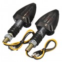 2X Motorcycle Turn Signal Lamp Motor Bike E-marked Carbon Mini Arrow Indicators Light Bulb 12V