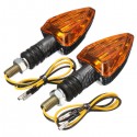 2X Motorcycle Turn Signal Lamp Motor Bike E-marked Carbon Mini Arrow Indicators Light Bulb 12V