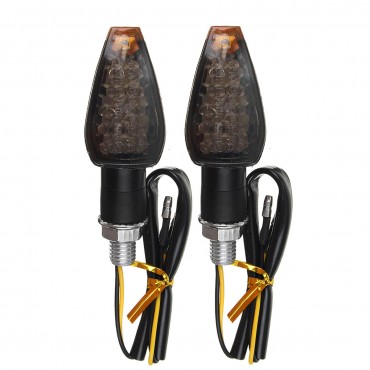 2pcs 12V M10 14 LED Motorcycle Turn Signal Lights Amber Indicator Lamp Universal