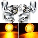 2pcs Front 2pcs Rear Motorcycle LED Turn Signal Chrome 41mm Fork Clamp For Harley