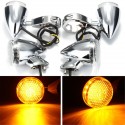 2pcs Front 2pcs Rear Motorcycle LED Turn Signal Chrome 41mm Fork Clamp For Harley