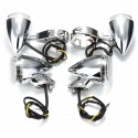 2pcs Front 2pcs Rear Motorcycle LED Turn Signal Chrome 41mm Fork Clamp For Harley