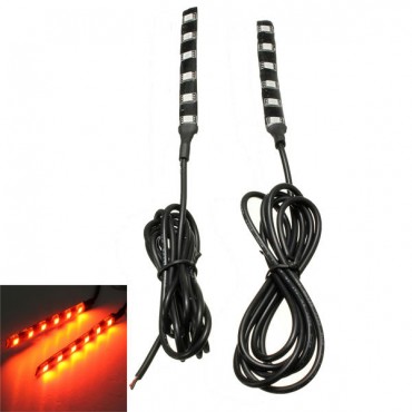 2pcs Universal Amber 6 LED Motorcycle Strip Turn Signal Indicator Blinker Light