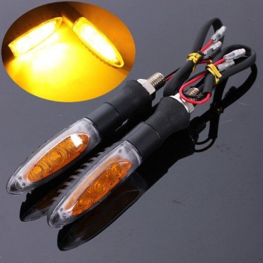 2pcs Universal Motorcycle 3 LED Turn Signal Indicator Amber Light