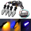 4pcs Motorcycle Amber&Blue 12LEDs Turn Signal Indicator Lamp Light With Flasher Relay