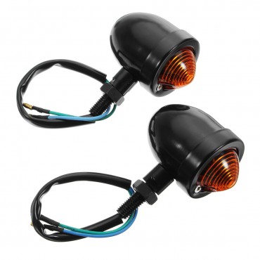 Motorcycle Black Chrome Bullet Turn Signal Indicators Lights For Harley Cafe Racer