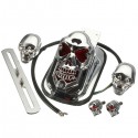 Motorcycle Quad ATV Turn Signal Rear Brake Tail Light Chrome Skull