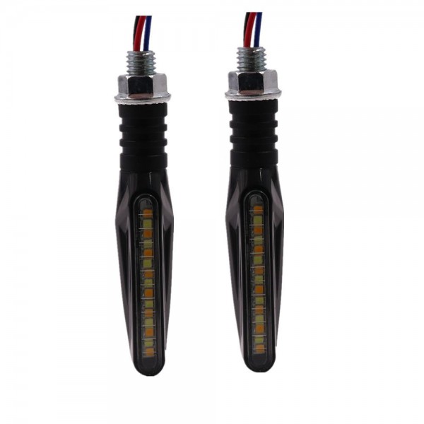 Pair 12V 15LED Motorcycle Flowing Sequential Turn Lights+DRL Lamp Spotlight