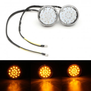 Pair 12V Universal Motorcycle Bike Round LED Turn Signal Indicator Blinker Light Lamp