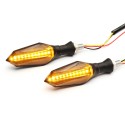 Pair 12V Waterproof LED Motorcycle Turn Signal Indicators With Amber Flowing Light Blue Back Lights