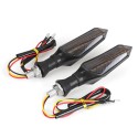 Pair 12V Waterproof LED Motorcycle Turn Signal Indicators With Amber Flowing Light Blue Back Lights