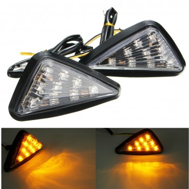 Pair Motorcycle 11 LED Turn Signals Lights Indicators Triangle Abmer