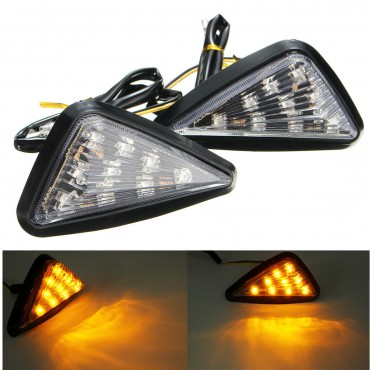 Pair Motorcycle 11 LED Turn Signals Lights Indicators Triangle Abmer