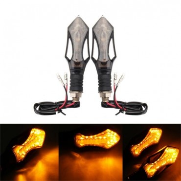 Pair Of 12V Motorcycle LED Turn Signal Blinker Yellow Light 8mm Mounting