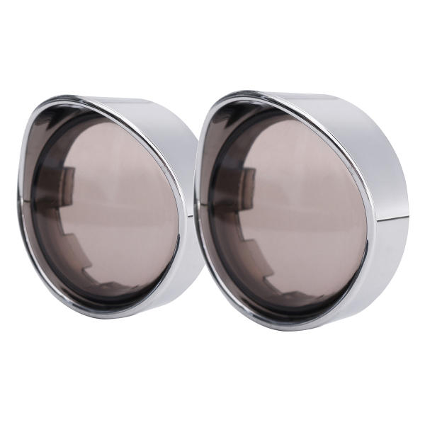 Turn Signal Cover Visor Ring Kit Smoked Lens Chrome For Harley